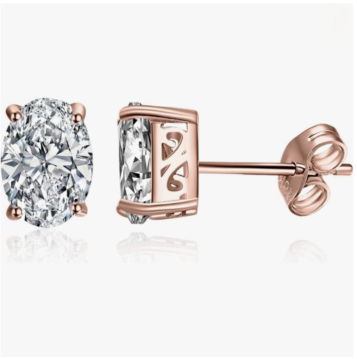 Diamond Stud Earrings - Orecchini a bottone con diamanti ovali